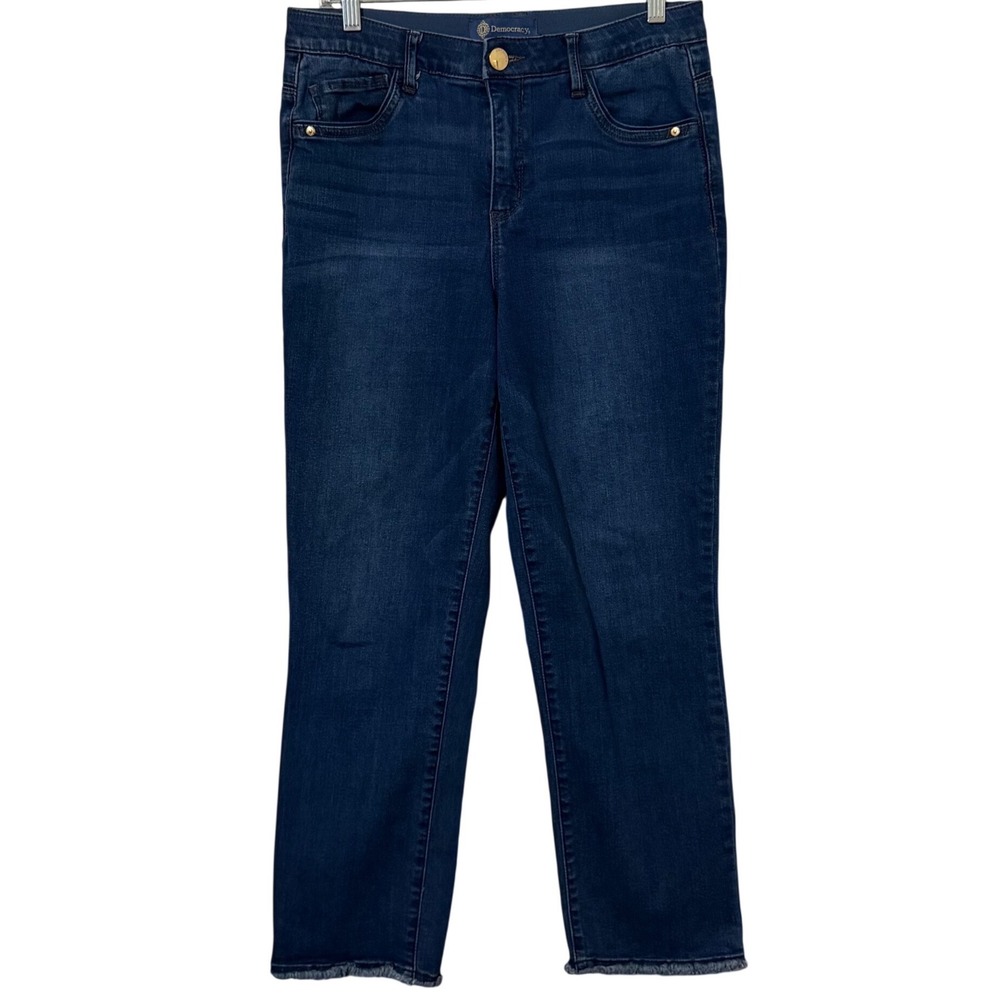 Democracy Ab Technology "Ab"solution Straight Raw Hem Ankle Jeans Womens 10